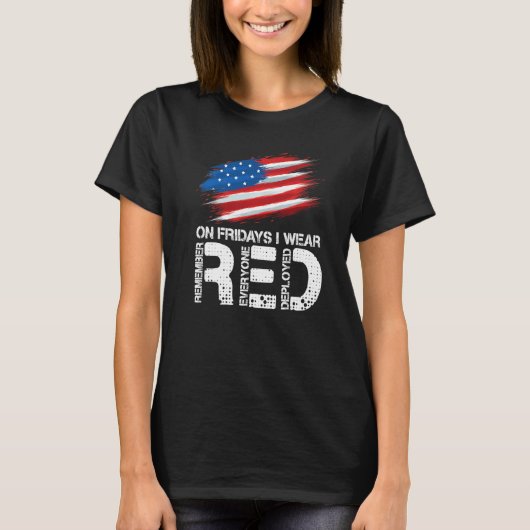 On Friday I Wear Red Support American Troops Vinta T-shirt (Voorkant)