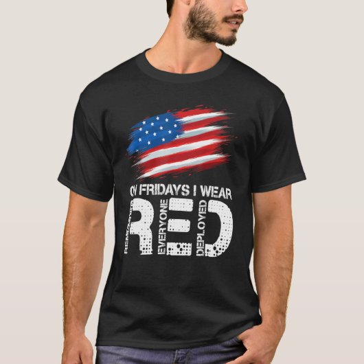 On Friday I Wear Red Support American Troops Vinta T-shirt (Voorkant)