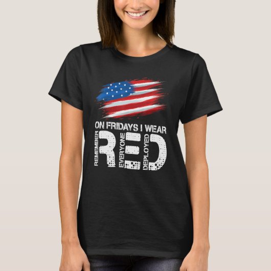 On Friday I Wear Red Support American Troops Vinta T-shirt (Voorkant)