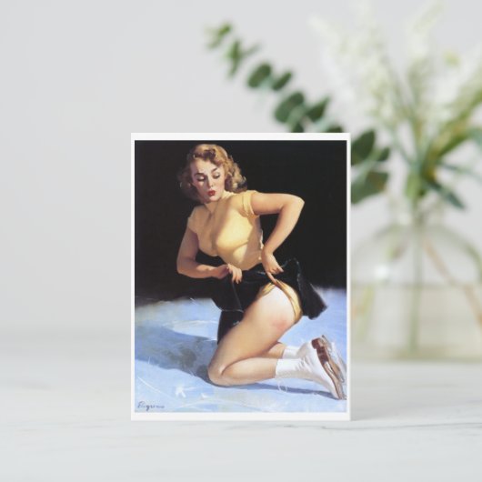 On Ice Pin Up Briefkaart (Staand voorkant)