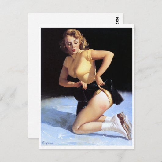 On Ice Pin Up Briefkaart (Voorkant / Achterkant)