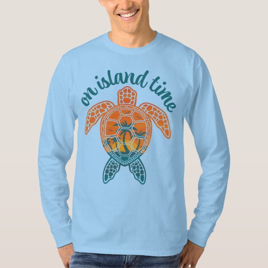 On Island Time Tropical Sunset Zee Schildpad Ontwe T-shirt (Voorkant)