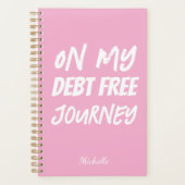 'On My Debt Free Journey' Pink Faith-Centered  Planner (Voorkant)