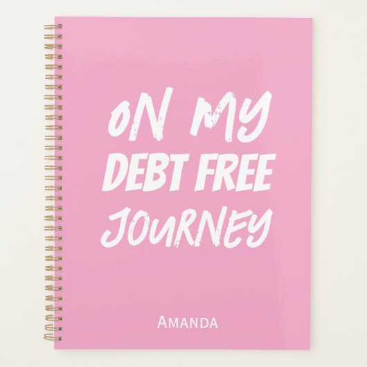 'On My Debt Free Journey' Pink Focused Organized Planner (Voorkant)