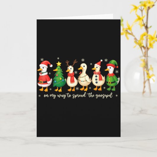 On My Way To Spread The Gospel Funny Goose Christi Kaart (Gele Bloem)