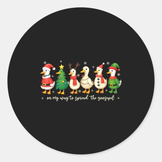 On My Way To Spread The Gospel Funny Goose Christi Ronde Sticker (Voorkant)