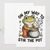 On My Way To Stir The Pot Funny Frog Sarcastic Kaart (Voorkant / Achterkant)