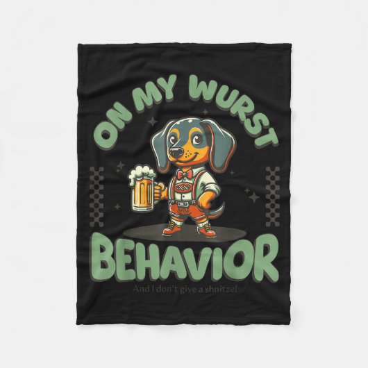 On My Wurst Behavior Dachshund German Beer Prost Fleece Deken (Voorkant)