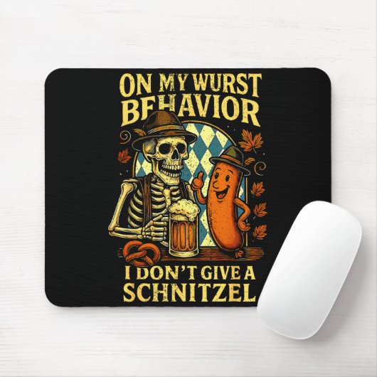 On My Wurst Behavior Funny Skeleton And Dog  Muismat (Met muis)