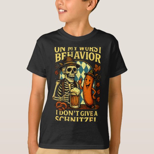 On My Wurst Behavior Funny Skeleton And Dog T-shirt (Voorkant)