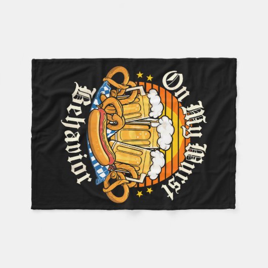 On My Wurst Behavior Retro Groovy Beer Fleece Deken (Voorkant (Horizontaal))