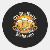 On My Wurst Behavior Retro Groovy Beer  Ronde Sticker (Voorkant)