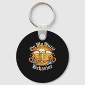 On My Wurst Behavior Retro Groovy Beer Sleutelhanger (Voorkant)