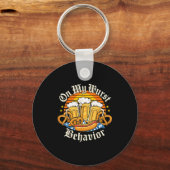 On My Wurst Behavior Retro Groovy Beer  Sleutelhanger (Voorkant)