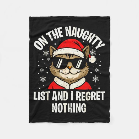 On Naughty List And I Regret Nothing Funny Cat Chr Fleece Deken (Voorkant)