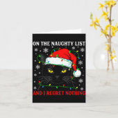 On Naughty List And Regret Nothing Christmas Cat K Kaart (Gele Bloem)