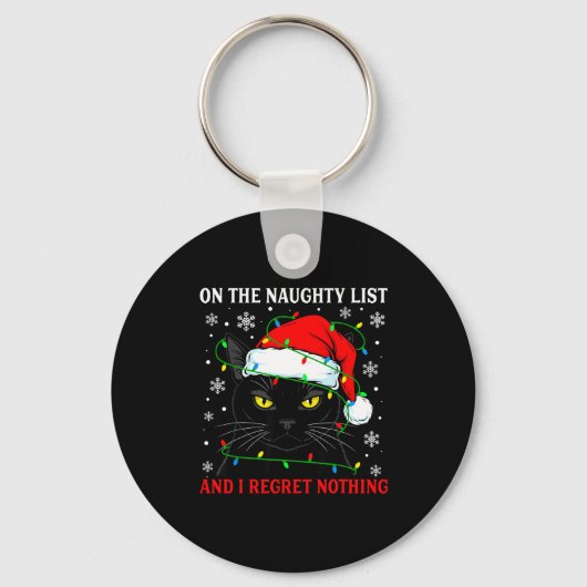 On Naughty List And Regret Nothing Christmas Cat K Sleutelhanger (Voorkant)