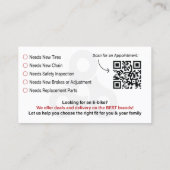 On Point Bikes Custom Design Visitekaartje (Achterkant)