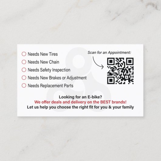 On Point Bikes Custom Design Visitekaartje (Achterkant)