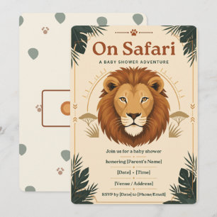 On Safari Leeuwenjongen Baby Shower Uitnodiging
