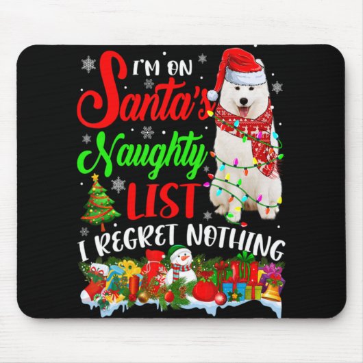 On Santas Naughty List Xmas American Eskimo T Shir Muismat (Voorkant)
