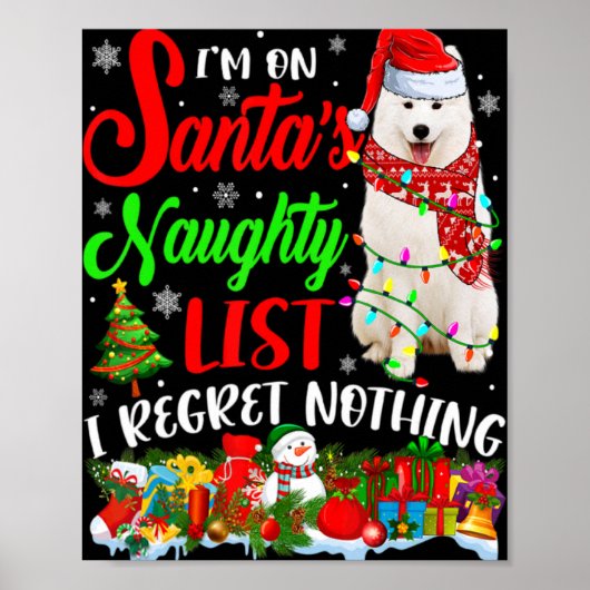 On Santas Naughty List Xmas American Eskimo T Shir Poster (Voorkant)