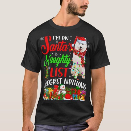 On Santas Naughty List Xmas American Eskimo T-shirt (Voorkant)