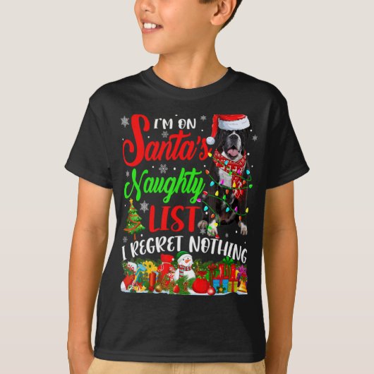 On Santas Naughty List Xmas Boxer T Shirt  (Voorkant)