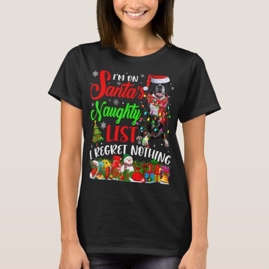 On Santas Naughty List Xmas Boxer T Shirt  (Voorkant)