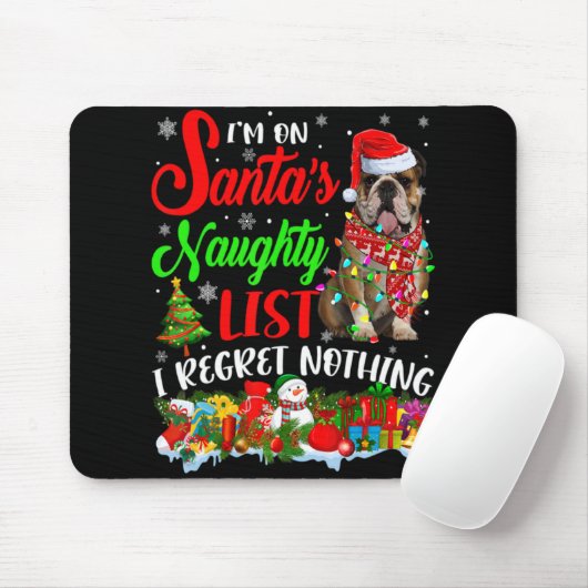 On Santas Naughty List Xmas English Bulldog  Muismat (Met muis)