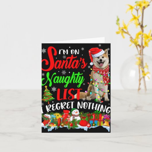 On Santas Naughty List Xmas Shiba Inu  Kaart (Gele Bloem)