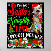 On Santas Naughty List Xmas Shiba Inu Poster (Voorkant)