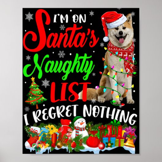 On Santas Naughty List Xmas Shiba Inu  Poster (Voorkant)