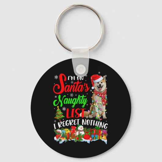 On Santas Naughty List Xmas Shiba Inu T Shirt  Sleutelhanger (Voorkant)