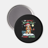 On Santa's Xmas Naughty List Regret Nothing Basset Magneet (Voorkant / Achterkant)