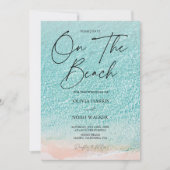 On The Beach Summer Blue Ocean tropical  wedding Kaart (Voorkant)