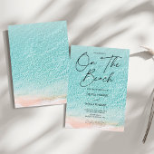 On The Beach Summer Blue Ocean tropical  wedding Kaart