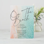 On The Beach Summer tropical wedding Kaart (Staand voorkant)