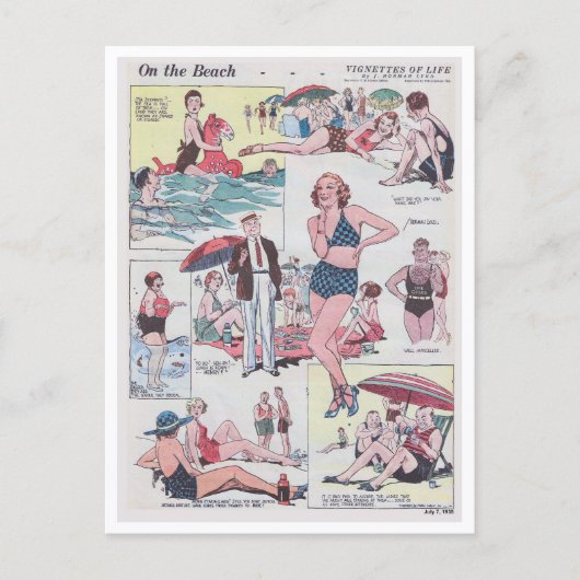 On The Beach - Vintage - 1935 Briefkaart (Voorkant)