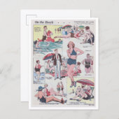 On The Beach - Vintage - 1935 Briefkaart (Voorkant / Achterkant)