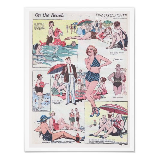 On The Beach - Vintage - 1935 Foto Afdruk (Voorkant)