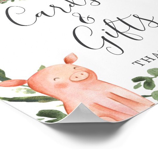On The Farm Baby Shower Kaarten en Cadeaus Bord Poster (Hoek)