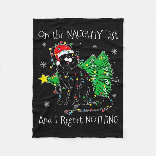 On The Naughty List And I Regret Nothing Cat Chris Fleece Deken (Voorkant)
