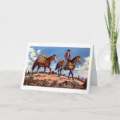 "On the Trail" Westerne kerst Kaart (Voorkant)