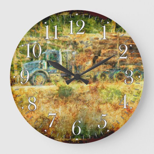 On-Time Delivery Logging Truck Wall Clock Grote Klok (Voorkant)