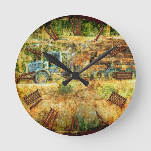 On-Time Delivery Logging Truck Wall Clock Ronde Klok (Voorkant)