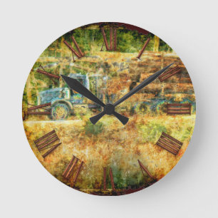 On-Time Delivery Logging Truck Wall Clock Ronde Klok