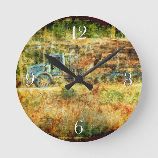 On-Time Delivery Logging Truck Wall Clock Ronde Klok (Voorkant)