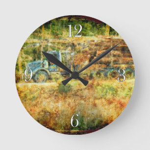 On-Time Delivery Logging Truck Wall Clock Ronde Klok