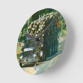 On-Time Delivery Logging Truck Wall Clock Ronde Klok (Hoek)